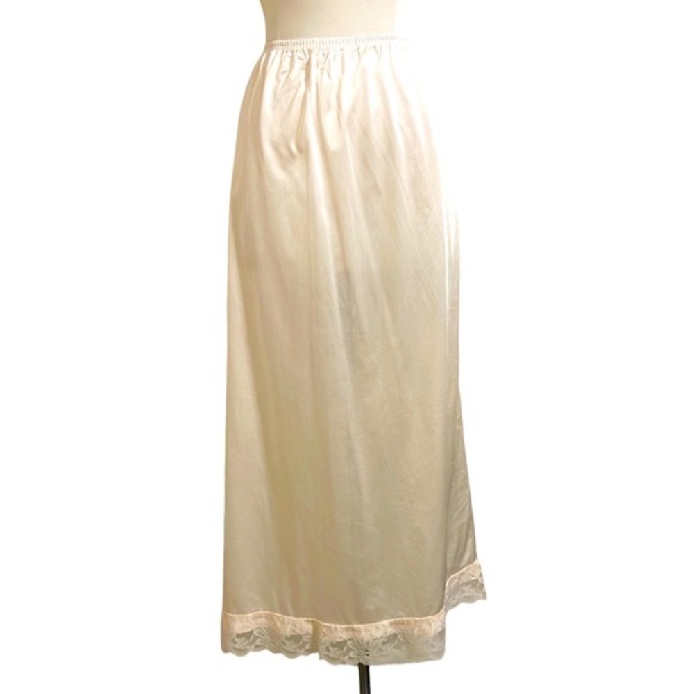 VINTAGE 90s LORRAINE Cream Maxi Half Slip Lace Embellished Size Medium